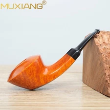 MUXIANG Handmade Briar Bulldog Pipe Smooth Wooden Tobacco Pipe Cumberland Stem