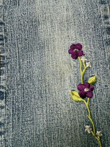 Vintage Zana Di Jeans Girls 10 Blue Denim Embroidered Flowers Bootcut 90s Y2K - Picture 2 of 9