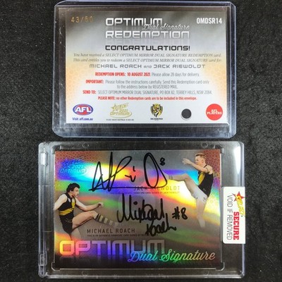 2021 Select AFL Optimum JACK RIEWOLDT MICHAEL ROACH Mirror Dual Signature 43/50