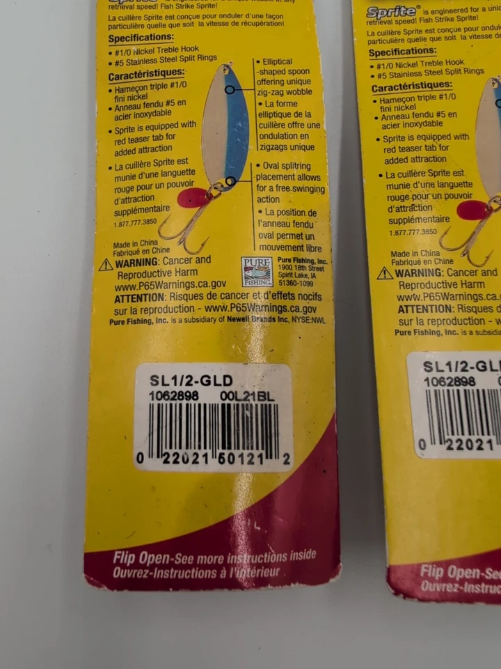 批量 2 件 - Johnson Sprite SL1/2-GLD 1/2 盎司金勺子三叉鱼钩鱼饵 — 第 3/3 张图片