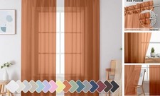 Sheer Curtains 84 Inches Long, Light Filtering 42"W x 84"L Pack of 2 Orange