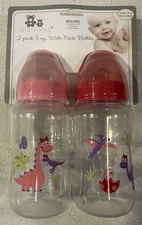 Cribmates 2 pc, 11 oz, Wide Neck Bottles w/Dinosaurs, Pink/Mauve-100% to Charity