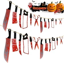 24PCS RAINFLOW Halloween Decorations Party Banners - Horror Movie Decor for... 