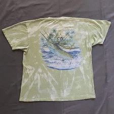 2010s Guy Harvey T Shirt Mens XL Light Green Bleach Dye Fish Fishing Marlin