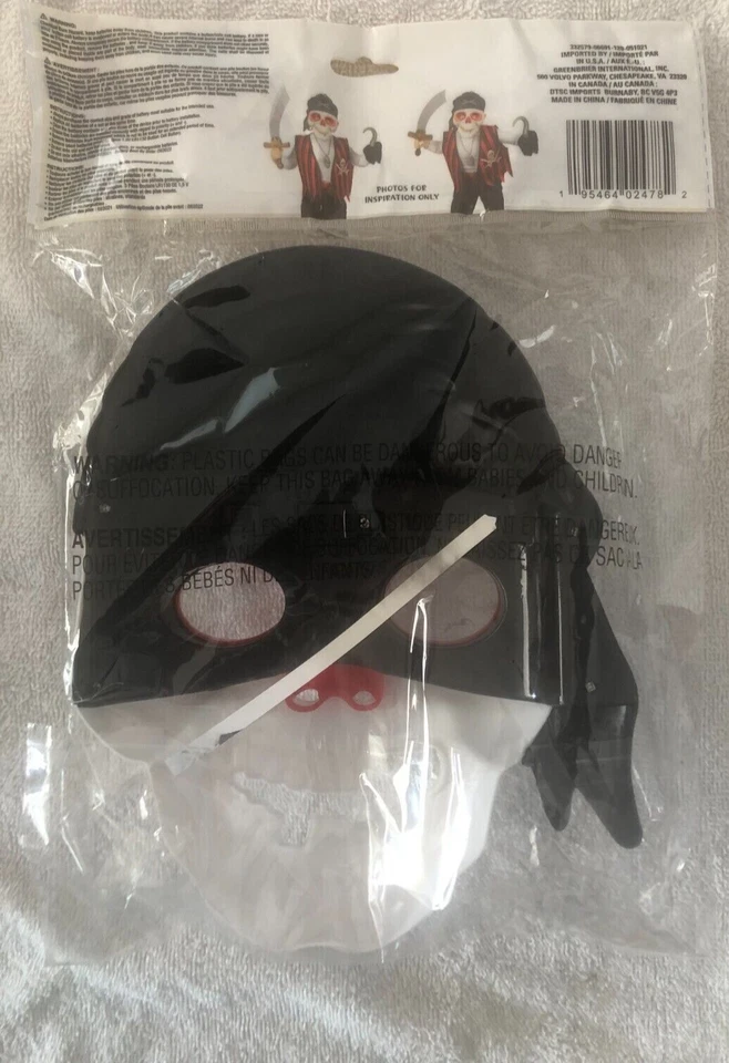 Máscara Iluminada Esqueleto Pirata Nueva 9.05 in x 6.8 in Halloween Edades 3+ W Baterías Foto 2 de 4