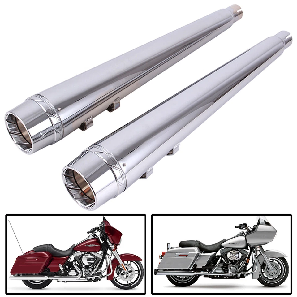 Silenciadores de tubos de escape para megáfono de 4" antideslizantes para Harley Electra Glide Road Ulra Foto 2 de 4