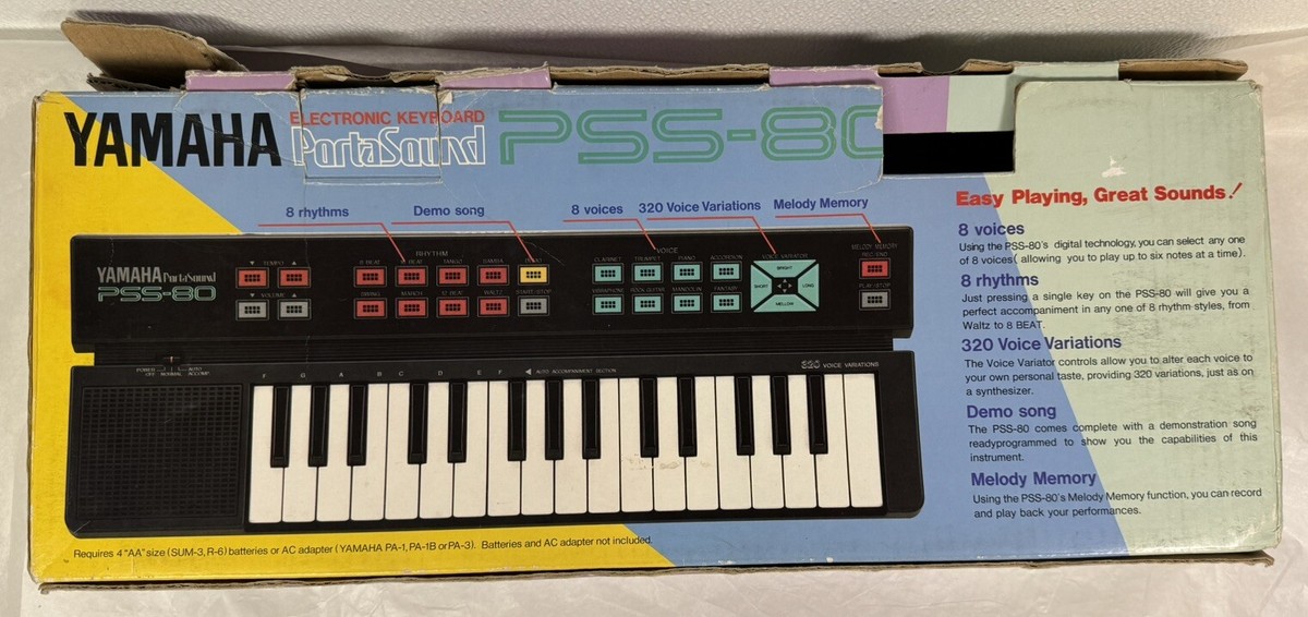 Br1 Yamaha PortaSound Pss-80 32 Mini Key Keyboard Digital