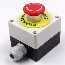 22mm E-STOP Switch Latching Mushroom Head Emergency Stop Push Button Control Box