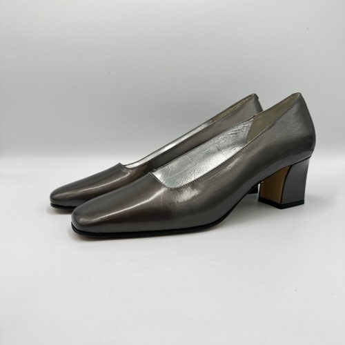 Vintage Rangoni of Florence Pewter Womens Pump 7.5 AAA NOS Made In Italy - Picture 3 of 7