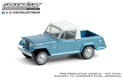 1970 Jeep Jeepster Commando Pickup van Greenlight 1/64 blauw nr. 35160-B