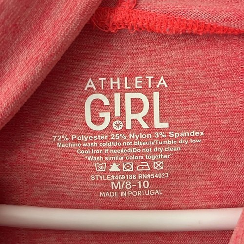 Athleta Girl Hooded Long Sleeve Performance Top in Pink size medium/8-10 - Picture 4 of 9