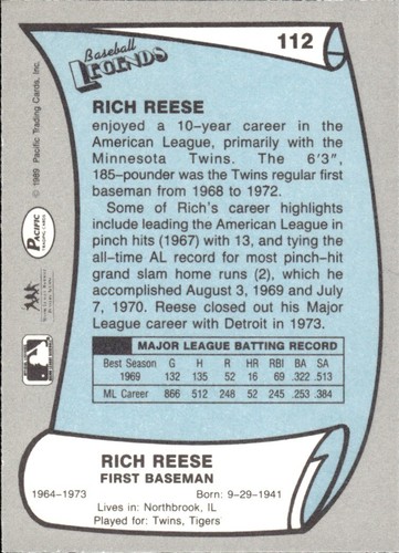 1988 and 1989 Pacific Baseball Legends MLB Set Break #1-#220 — You Choose! - Picture 223 of 441