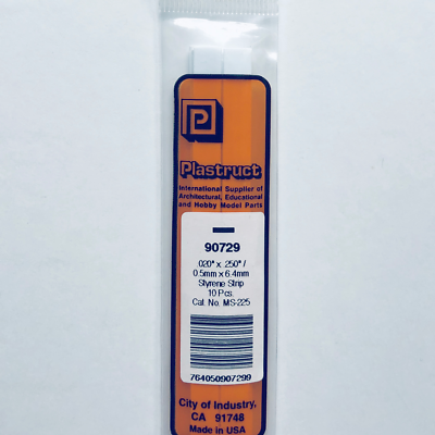 A Plastruct Styrene Plastic Strips .020 x .250 x 10in .05 x .64 x