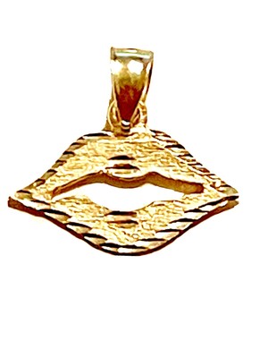 14k Yellow Gold Love Kissing Lips Charm Pendant 