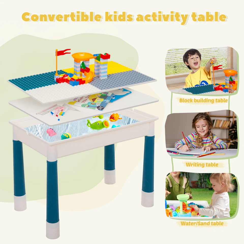 Toddler Activity Table and Chair Set w/ Toy Storage Compatible Building Blocks - Image 4 of 4