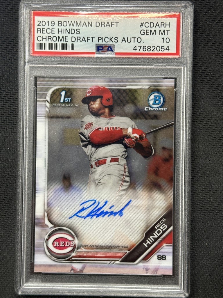 Rece Hinds 2019 Bowman Draft Chrome Auto Reds 1st PSA 10 47682054 
