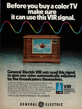 1977 Vintage Print Ad General Electric GE VIR Color Television Set Rainbow Wave