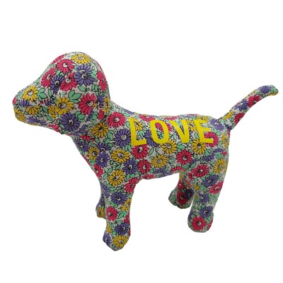 Victoria's Secret Love Floral Print VS Plush Puppy Dog Stuffed Animal 