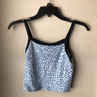 Brandy Melville Blue Cheetah Belle Style Bow Tank Top Camisole NWT sz XS/S