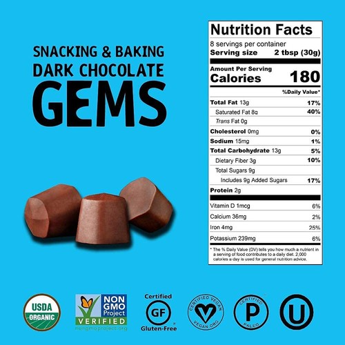 Hu Kitchen Organic Dark Chocolate Snaking & Baking Hu Gems 9 Oz Pack Of 1 - Picture 4 of 4