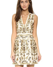 NWT $898 ALICE + OLIVIA Prescilla embellished duchesse-silk mini dress Size 0 XS
