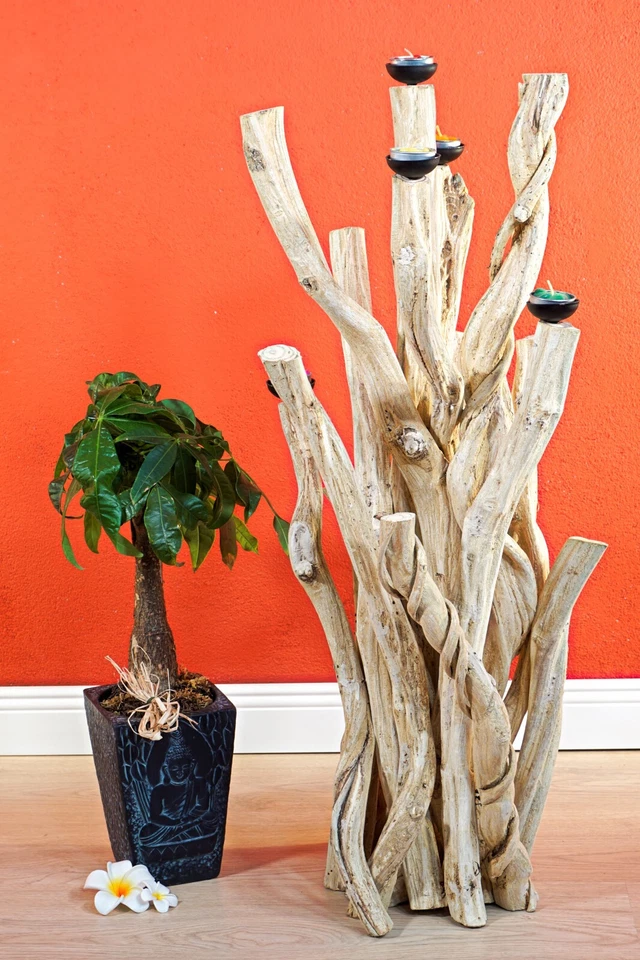 Lianen Holz Kerzenhalter Teelicht Halter Deko Kerzen Ständer rustikal natur groß - Bild 3 von 4