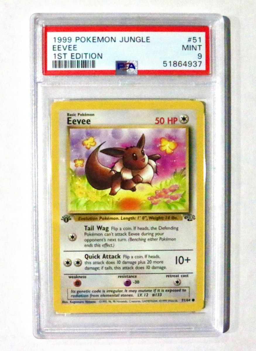 1999 1st Edition Eevee Pokemon Jungle PSA 9 GEM MINT 51/64 Common