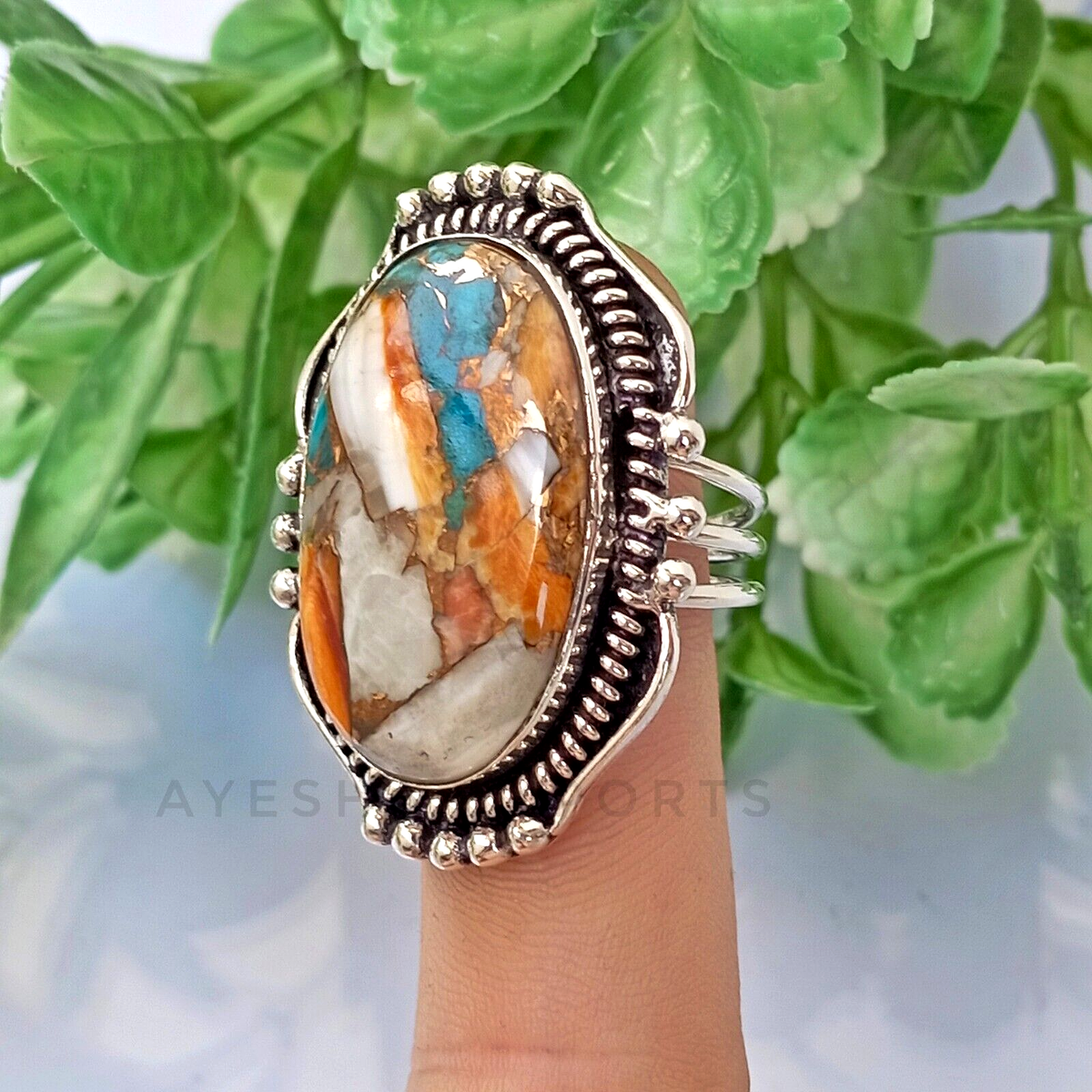 Oyster Turquoise Ring 925 Sterling Silver Ring Oyster Gemstone Ring Women's  Ring