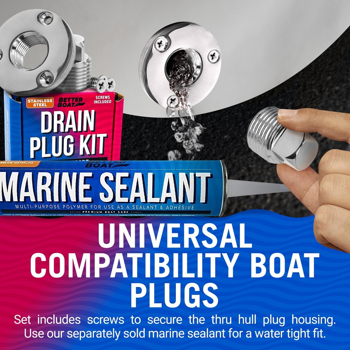 Boat Transom Drain Plug Kit