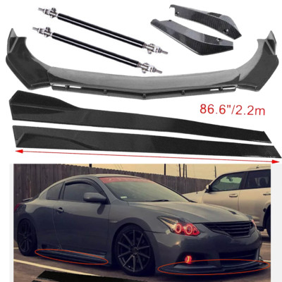 Carbon Fiber Front Bumper Lip Splitters Side Skirt Strut Rod For Nissan Altima T
