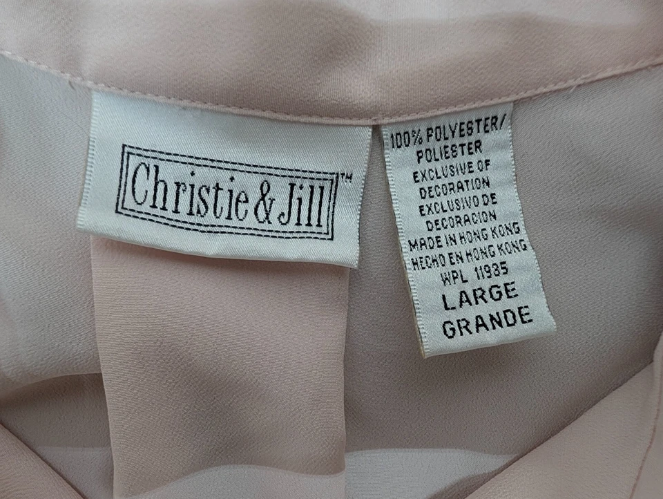 Camiseta para mujer Christie & Jill con botones manga corta bordado rosa talla L Foto 2 de 4