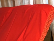 Red Rectangle Shaped Cloth Table Cloth w / 2" lace trim