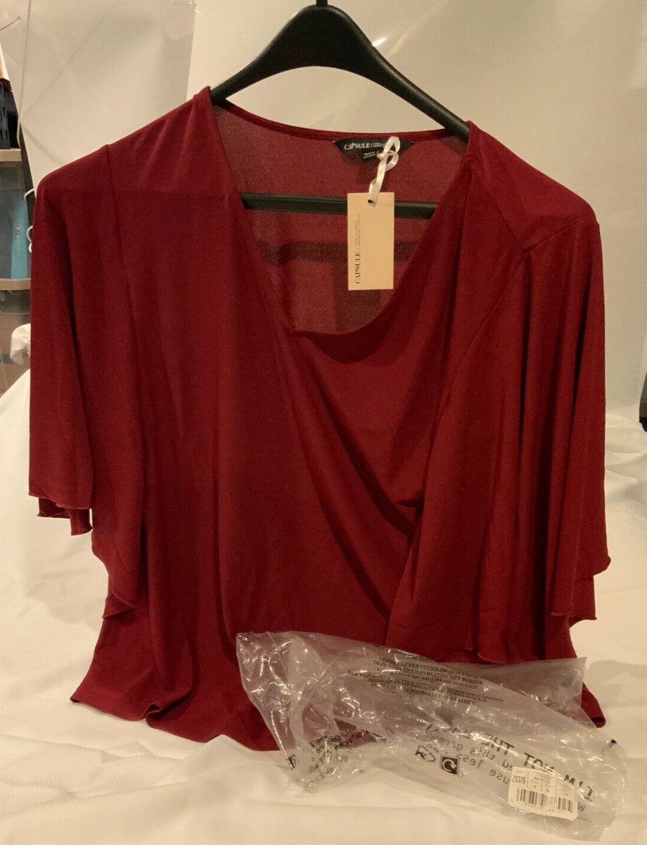 Capsule Women's Angel Sleeve Top in Claret (red), Style# ZX376
