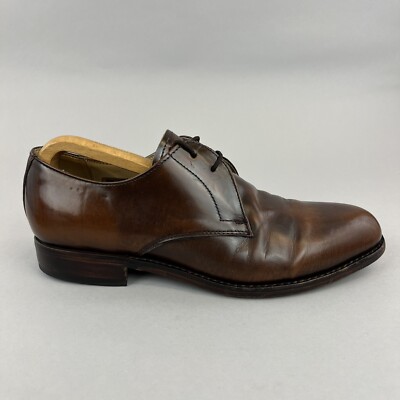 Samuel Windsor braune elegante Leder-Schnürschuhe elegant Oxford Größe UK9