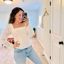 Baum Und Pferdgarten White Square Neck Blouse Top S/M