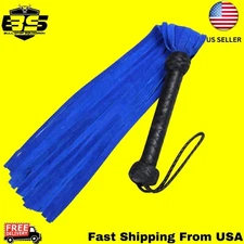 Real Thuddy Flogger Suede Leather Flogger Blue Color Heavy Duty 25 Falls Whip