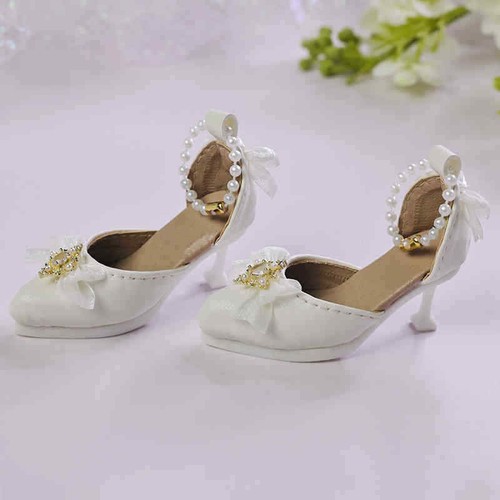 Fashion Leather High Heels Pointed Head Princess Shoes for 1/4 BJD Doll with Bow - Afbeelding 11 van 15