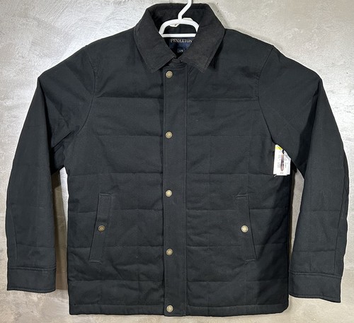 Pendleton Coat Men’s Black Canvas Quilted Barn Work Jacket Coat Size Large New