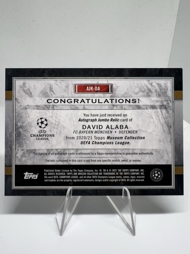 DAVID ALABA 2021 Topps Museum Collection Game Worn Auto Patch /75 UEFA Bayern - Picture 3 of 3