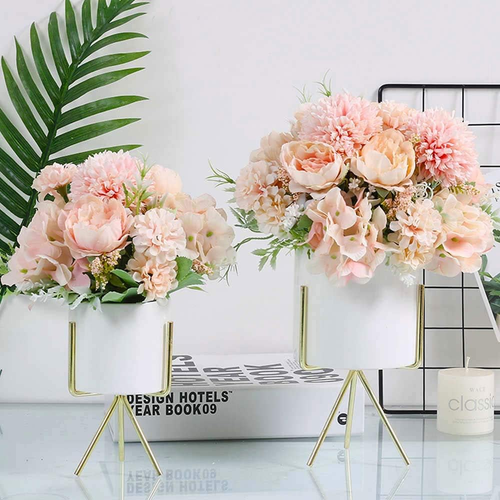Fake Artificial Flowers, Peony Silk Hydrangea Bouquet Decor Plastic Carnations F - Picture 3 of 6
