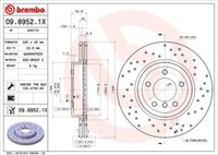 2X Brembo 09.8952.1X Bremsscheibe