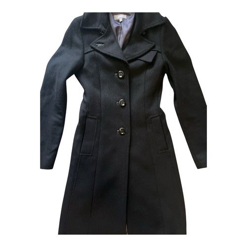 Vintage WE Black Wool Blend Belted Long Coat UK Size M Fitted Tailored Trench - Bild 4 von 9