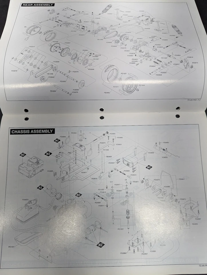 FOLHETO DE CARRO VINTAGE THUNDER TIGER ESCALA 1:10 TS-4N PRO 4WD - LISTAGEM DE PEÇAS - Imagem 3 de 4