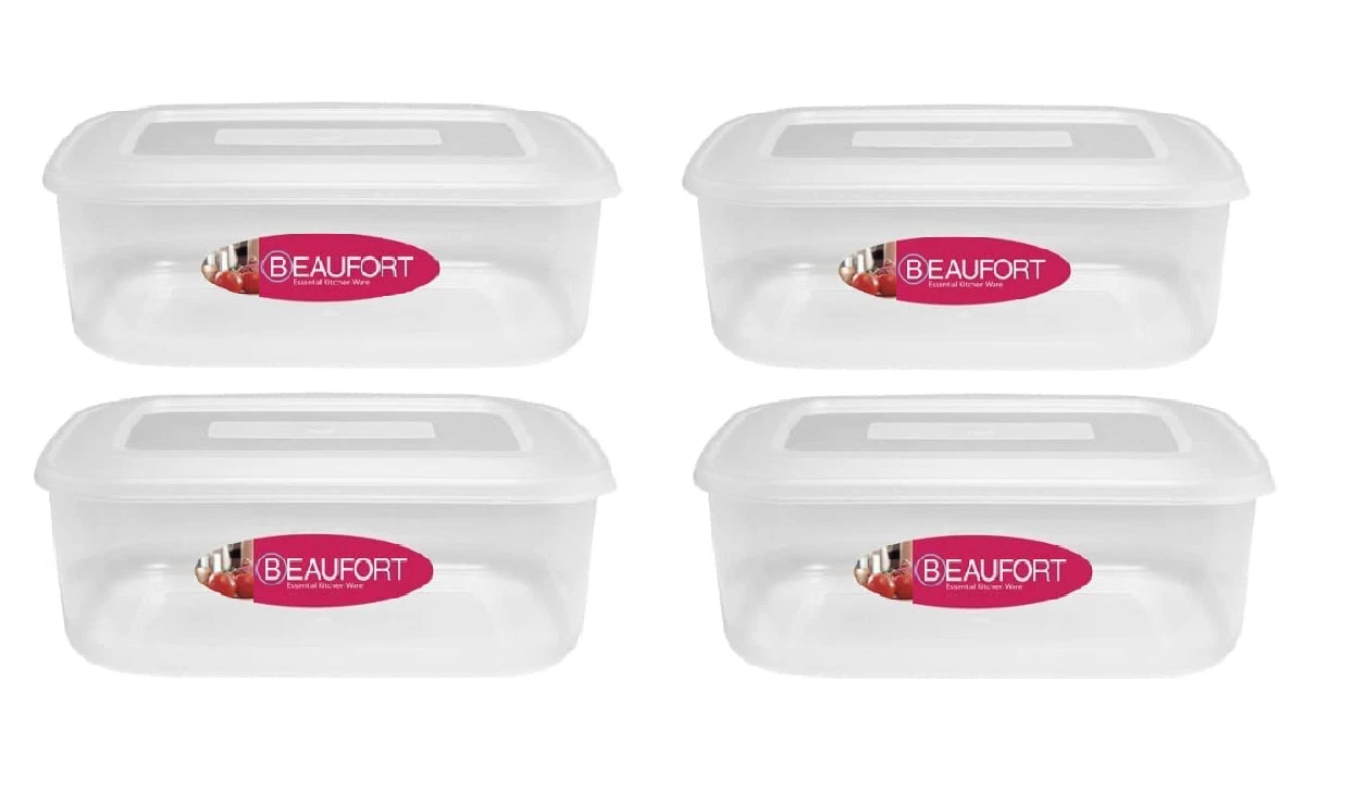 4 x 4.5L Clear Food Container Box Meal Prep Rectangular Storage Boxes Airtight