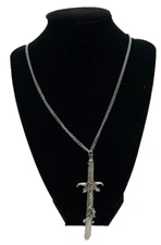JPI 2002 Silver Tone 20” Necklace Sword Pendant With Rose And Thornes