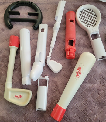 Wii Nerf Sports Pack Lot Golf Baseball Bat Tennis Racquet Steering