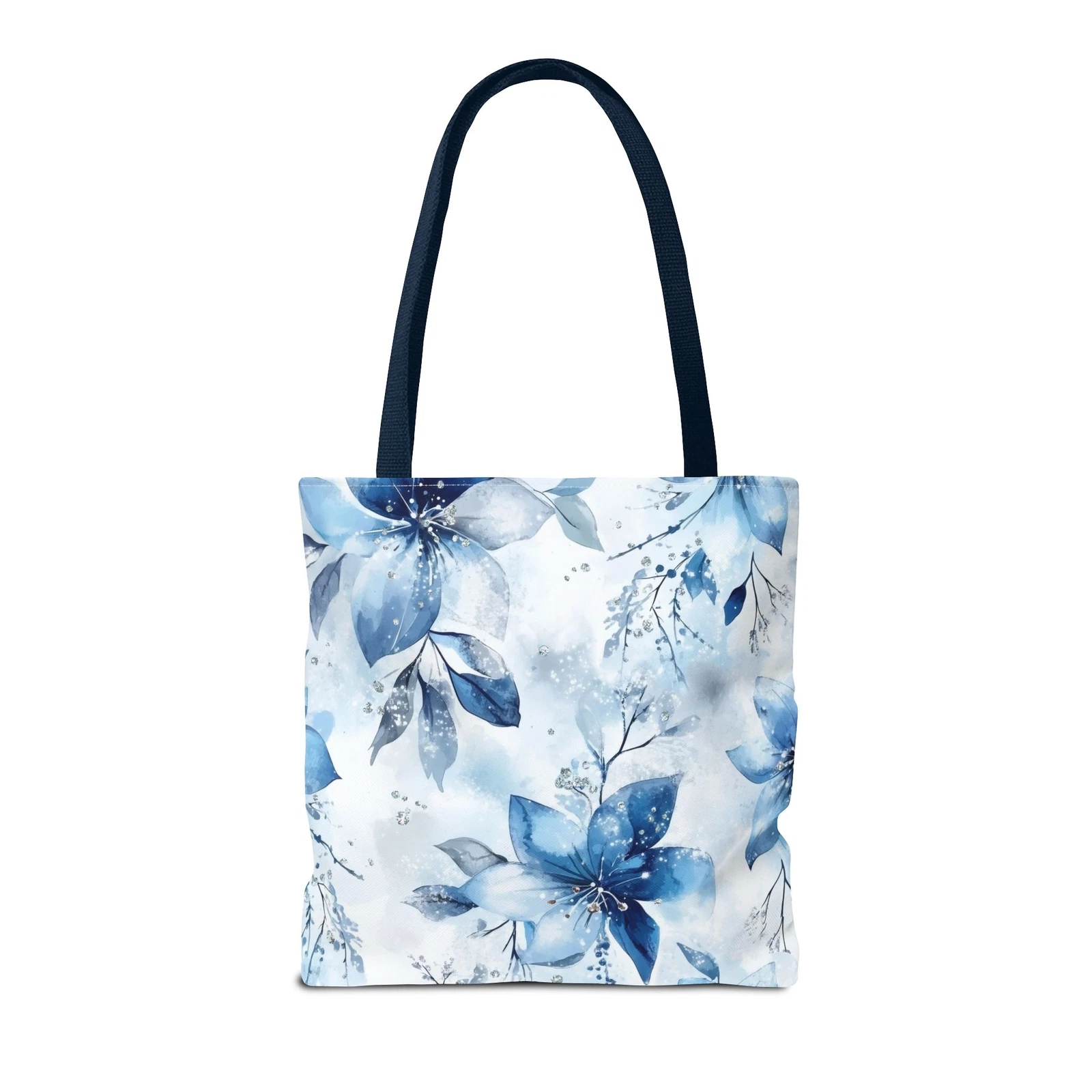 Light Blue Floral Tote Bag for Women, Spring Blossom Pattern