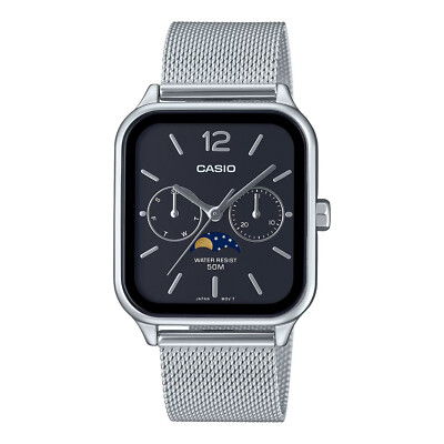 Casio Herrenuhr MTP-M305M-1A MONDPHASE Analog Stahl Rechteckig