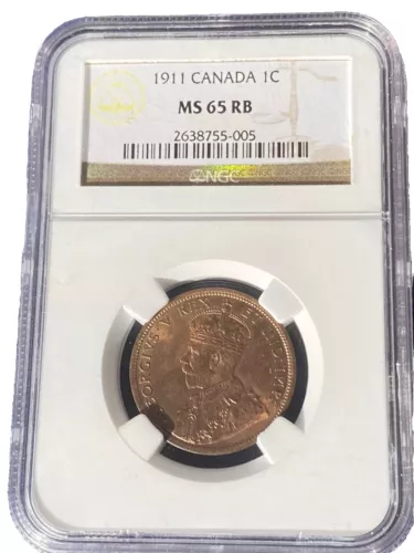 1911 Canada 1C coin | NGC Graded | MS65 RB | 1911 | Canada 1 Cent Coin | KM# 15