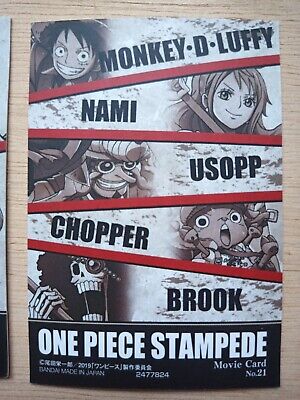 One Piece Stampede, 2 cards Luffy Nami Zoro Robin BANDAI MADE IN JAPAN  Japanese